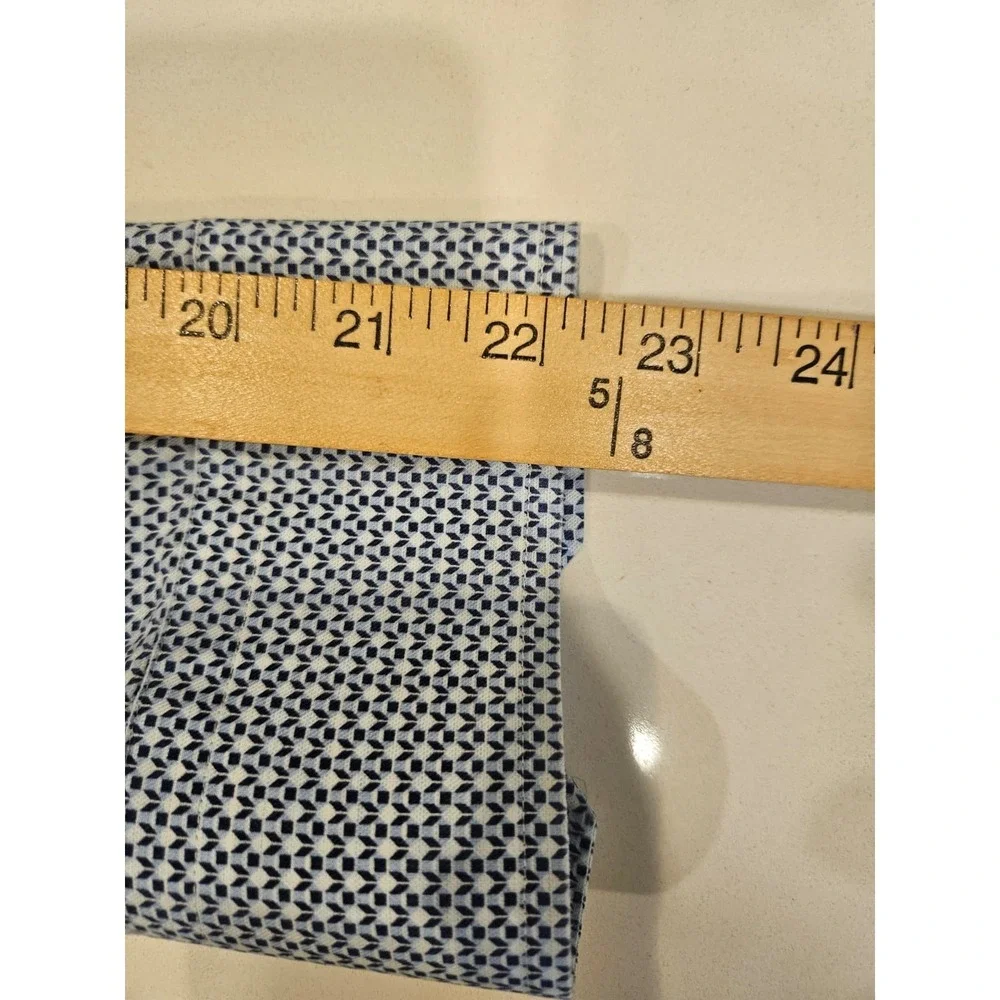 ETON Classic Fit Dress Shirt Blue Geometric Mens 3XL(19 48) Button Long Sleeve